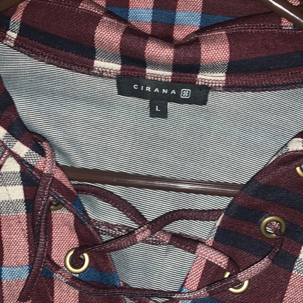 Cirana Burgundy Plaid T-Shirt Dress